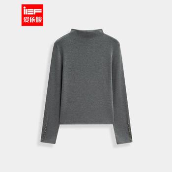 Ief/aiyifu 2025 winter new korean style simple solid color inner layer can be worn outside for commuting and versatile base layer dark gray s