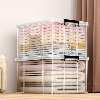 He jiagong japanese-style household transparent large-capacity thickened plastic storage box 6l with handle for clothing storage food-grade pp material/rectangular right-angle storage box 110l save 60 yuan for three pieces