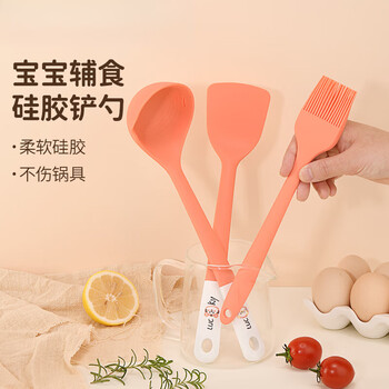 Huaiman silicone spatula baby baby food supplement silicone spatula food grade high temperature resistant small baby pot spatula and spoon household silicone spatula and spoon set