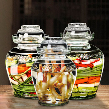 Jinxiubainian sichuan pickle jar household glass sealed jar pickle jar pickle jar chili sauce jar laba garlic sauerkraut jar 5 catties thickened version