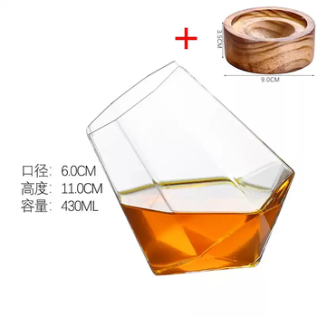 Yusenyi tumbler octagonal wine glass creative crystal cup diamond cup handmade crystal glass whiskey glass set six ling pointed bottom + round base