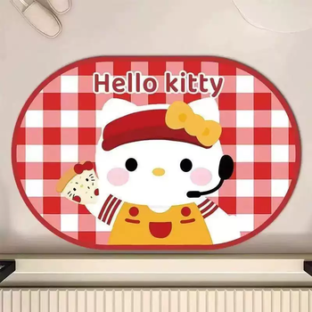 Yusenyi kitty carpet absorbs water in seconds, quick-drying muddy water mat, diatom non-slip entrance floor mat, bathroom absorbent and wear-resistant, crazy makimai kitty oval (single pack) 80 pieces 80x100cm (water-absorbent anti-slip mat)