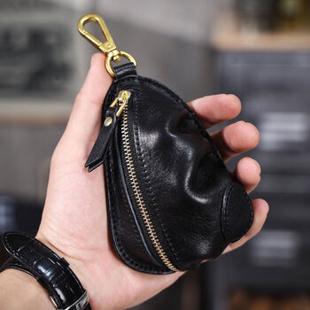 Personalized retro first-layer cowhide car key bag design genuine leather coin purse european and american motorcycle black pure copper hardware