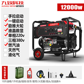 Delixi jiuzhi generating set 12kw 3/5/8/10kw single-phase 220v small household three-phase 380v all-copper 12000w one-click start 220v gasoline version