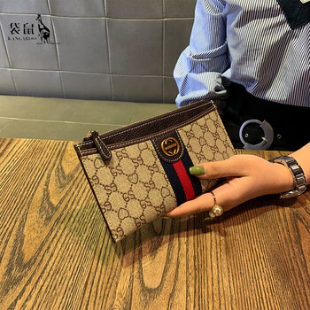 Kangaroo leather wallet for women, long style, new cowhide style, zipper, mobile, multiple card slots, large capacity, multi-function, korean version, apricot