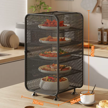 Yusenyi kitchen leftovers storage rack multi-layer leftovers fresh-keeping cabinet with adjustable layer spacing vegetable cabinet black storage (five layers) leftovers storage cabinet black (adjustable layer spacing)