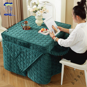 Fire tablecloth cover plus velvet thickened electric heating stove cover electric stove table cover plus velvet quilt square table unique-green jumpsuit 90*90*68-including leather cover leather cover color random
