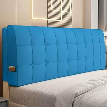 Yusenyi technology cloth bedside cushion headboard soft-packed tatami bedside cover modern simple ins double large technology cloth sky blue checkered pillowcase 120x60x10cm (with bedside)