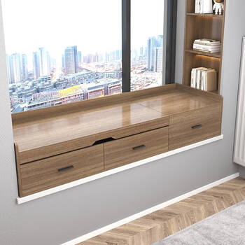 Pupan solid wood bay window desk computer desk pull-out writing desk drawer storage cabinet window sill modification storage cabinet customization length 120 width 60 height 28 two drawers + pull-out table top