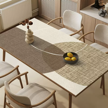 Yusenyi japanese elegant table mat is oil-proof and waterproof, no-wash dining table mat, coffee table mat, desktop protective mat, light luxury and high quality, fog white sundial 75cmx140cm (wipe it clean)