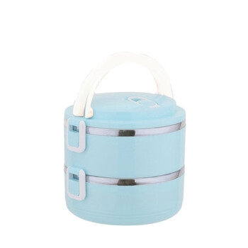 Tuojin german imported quality office worker portable simple multi-layer insulated lunch box stainless steel student canteen insulated barrel dense blue stainless steel - second layer - 1400ml