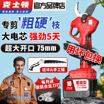 Kerston electric scissors for pruning branches, pruning shears for fruit trees, brushless gardening lithium battery rechargeable 2025 model without display 4.5, 10 cells per battery