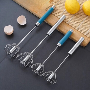 Miling egg beater stainless steel manual semi-automatic household handheld egg beater mixer baking tool mixing upgraded anti-slip handle large egg beater (