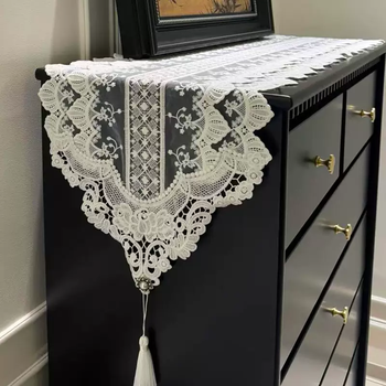 Yusenyi american light luxury lace chest of drawers, shoe cabinet, multi-purpose cover, side cabinet, tv cabinet, coffee table, dining table, flag table, milk silk width 35cm (in stock, length 200cm, suitable for cabinet length 140-150cm)