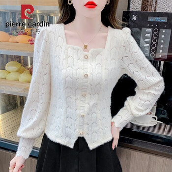 Pierre cardin french brushed plus velvet lace bottoming shirt for women, long-sleeved autumn and winter new slim fit, western style inner top, apricot, no velvet, l 80-90 pounds