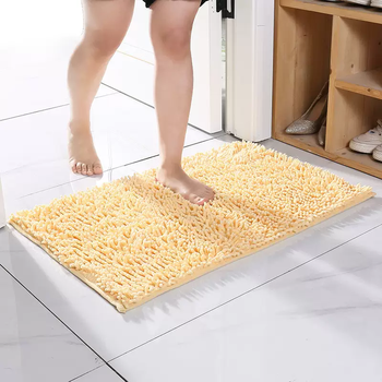 Yusen yi chenille carpet home bathroom suction toilet mat water door anti-slip foot mat home door mat beige 70x140cm