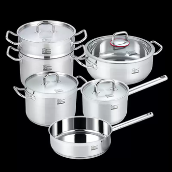 Zhizhou hongfair hong fulai 10-piece stainless steel energy cookware set sugar-free cola sheet stamping painted chrysanthemum default