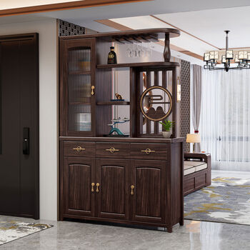 Jieyunmao living room partition entrance cabinet new chinese style ebony wood multi-functional storage shoe cabinet solid wood screen wine cabinet storage cabinet 2016120x40x200 ebony wood