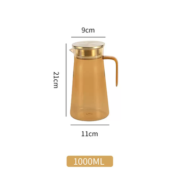 Yusenyi acrylic cold kettle plastic juice pot pc high temperature resistant bar ktv beverage cold kettle dining room fruit tea stainless steel gold lid 1.2l slanted kettle 1l