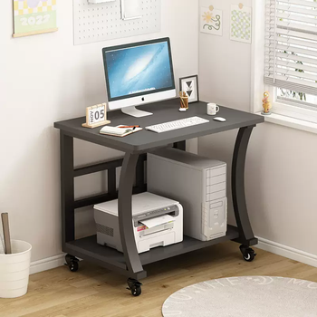 Yusenyi removable desktop computer table bedroom bedside desk small apartment notebook workbench home study desk gray-black leg solid wood ecological board 60x55x75cm