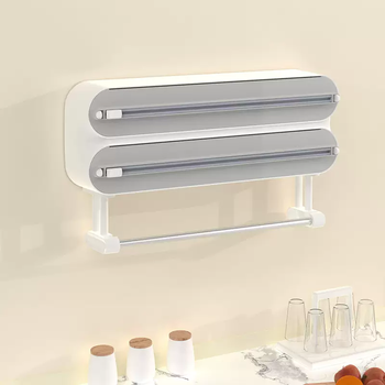 Yusenyi cling film cutter three-in-one home multi-functional two-way magnetic refrigerator wall-mounted universal kitchen helper (d1 gray) three-in-one multi-function cutter