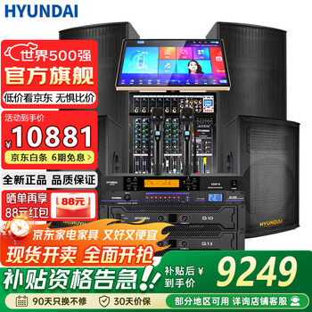 Hyundai modern double 15-inch large professional stage audio set ktv conference outdoor wedding performance bar singing speaker amplifier microphone combination single 15+double 15 professional stage set + karaoke machine