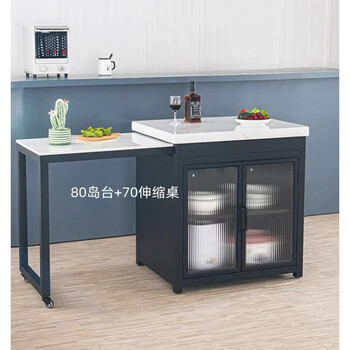 Shu yiran modern kitchen marble island table retractable integrated dining table bar sideboard nordic cooking table can be customized 80 island + 70 retractable table