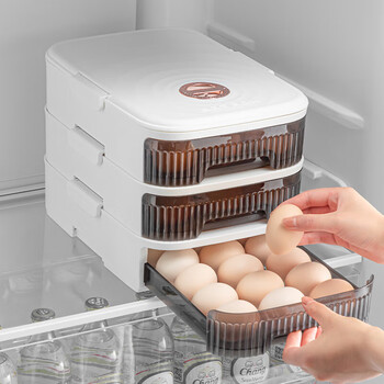 Home katei story japanese egg box storage refrigerator special egg storage box drawer-type food-grade egg storage device, white one layer, about 21 pieces