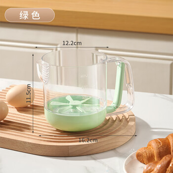 Qinhuo multifunctional manual egg beater kitchen food grade egg beater with scale filter large capacity high temperature resistant mixer green