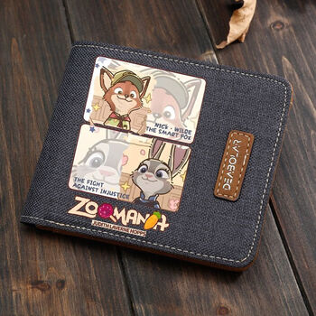 Fat donglai's same style zootopia wallet rabbit police officer judy fox animation peripheral zero niche design short black