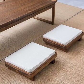 He jiagong solid wood new chinese style tatami chair low chair bay window chair japanese balcony zen meditation chair legless back chair tea table chair single guest stool comes with cushion complete set