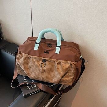 Ye yu's large-capacity short-distance travel bag, women's boarding bag, business trip portable luggage bag, men's sports and fitness bag, travel storage bag, brown + set of pull rods + independent shoe position + dry and wet separation