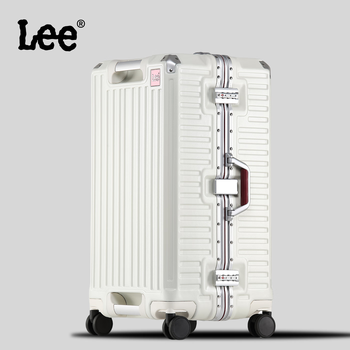 Lee's super large capacity trolley suitcase, new overseas code box, suitcase, aluminum frame, sturdy boarding suitcase for men and women, white 30 inches, enlarged and thickened upgraded version