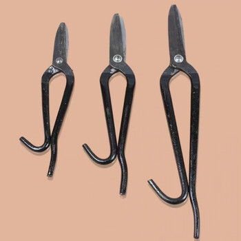 Vinoa old-fashioned iron scissors stainless steel white iron scissors wulian plus steel forged iron scissors keel scissors iron craft scissors curved handle straight head type 14 inches (cutting head is about 9 cm)