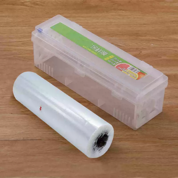 Yusenyi food contact pe cling film with cutter hidden sliding knife boxed large roll of cling film for kitchen household economical pack 35cm wide x3000 type film-cutting box