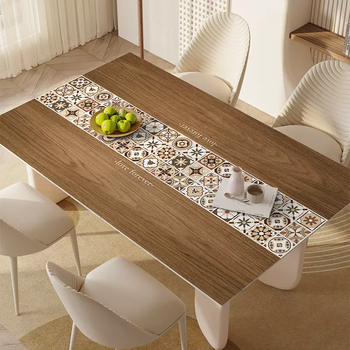Yusenyi american wood grain table mat tablecloth no-wash waterproof and oil-proof table mat tablecloth pvc leather anti-scalding warm cypress 80cmx120cm (smooth trimming)