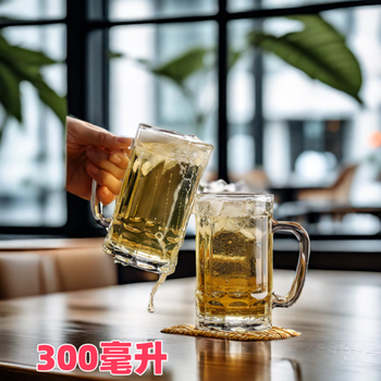 Shijanu commercial full box large-capacity heat-resistant glass beer mug with handle for barbecue stall bar large beer mug thickened for tea bbq stall bar special full box 48 pieces 300 ml