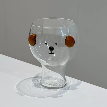 Yusenyi cute handmade creative puppy glass cup high temperature resistance high-looking drinking cup girls milk coffee beer cup yellow ear three-dimensional puppy beer cup