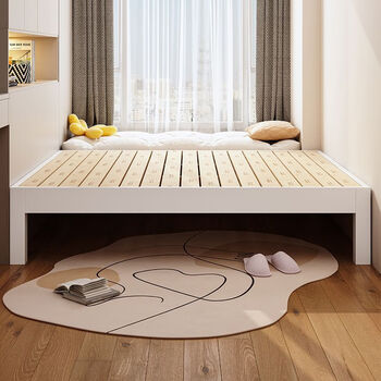 Yusenyi solid wood tatami wooden bed bed frame bedside customized any b&b size backrest double bed short bed tatami 40cm white all solid wood 1500mm*1900mm others