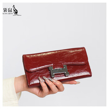 Kangaroo clutch women's 2025 new internet celebrity light luxury niche trendy high-looking large capacity multi-card slots clutch wallet red 2168 sichuan