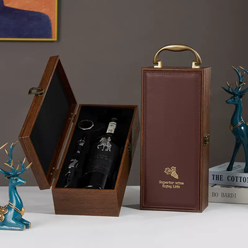 Yusenyi red wine gift box, lacquered wooden box, double wine wooden box, advanced custom wine gift box, two bottles, piano lacquered, brown single piga wood