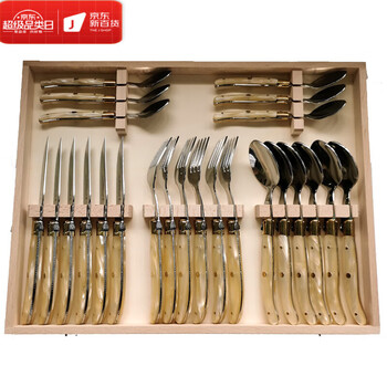 Ogbidozorme french wolf head 24-piece western tableware set steak knife western fork french spoon sweet 24-piece set pearl white resin