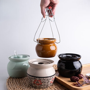 Pupan thickened crock pot stew pot stew pot for one person small soup pot water-proof stew steamed egg with lid household soup bird's nest stew pot crock pot stew pot - brown