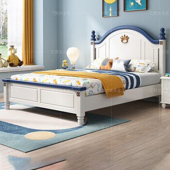 St. fanbei children's bed boys and girls solid wood teen single and double bed student princess small apartment light luxury modern cartoon solid wood single bed 1.2m*2.0m frame structure