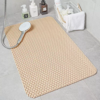 Yusenyi household bathroom non-slip mat bath foam shower toilet mat toilet waterproof floor mat waterproof feet beige 80x120cm