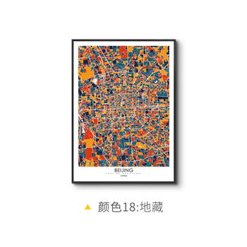 Yusenyi restaurant trout mural line drawing city map decorative painting living room sofa background wall hanging painting nordic zc20618 color 18 ksitigarbha right angle frame white please note list city name when ordering 50x70 vertical version