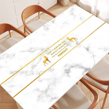Fantasy light luxury high-end imitation marble pvc soft glass coffee table table mat dining table cloth no-wash waterproof, oil-proof, anti-scalding, anti-chili oil style texture-16-white 90x150cm