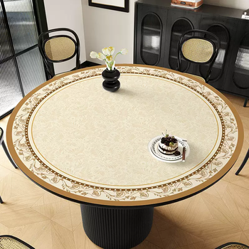 Yusenyi light luxury round table table mat, high-end tablecloth, round coffee table, oil-proof, waterproof, no-wash dining table mat, round table, blossoming flowers b. for customization, please contact customer service