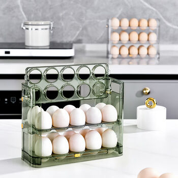 Dy new refrigerator egg storage box three-layer home kitchen egg rack crisper refrigerator side door reversible storage pp green refrigerator side door egg box can hold 30 eggs