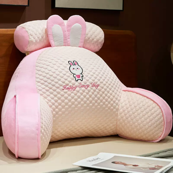 Yusenyi bedside cushion soft backrest pillow large backrest student sofa pillow dormitory bed reading and playing mobile phone pillow pink rabbit cool feeling ice beans pillow case